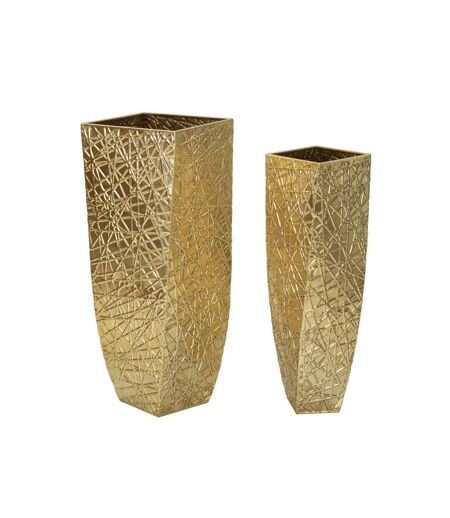 Lot de 2 Vases en Métal Squer 90cm Or