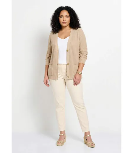Gilet long boutonné brillant manches longues