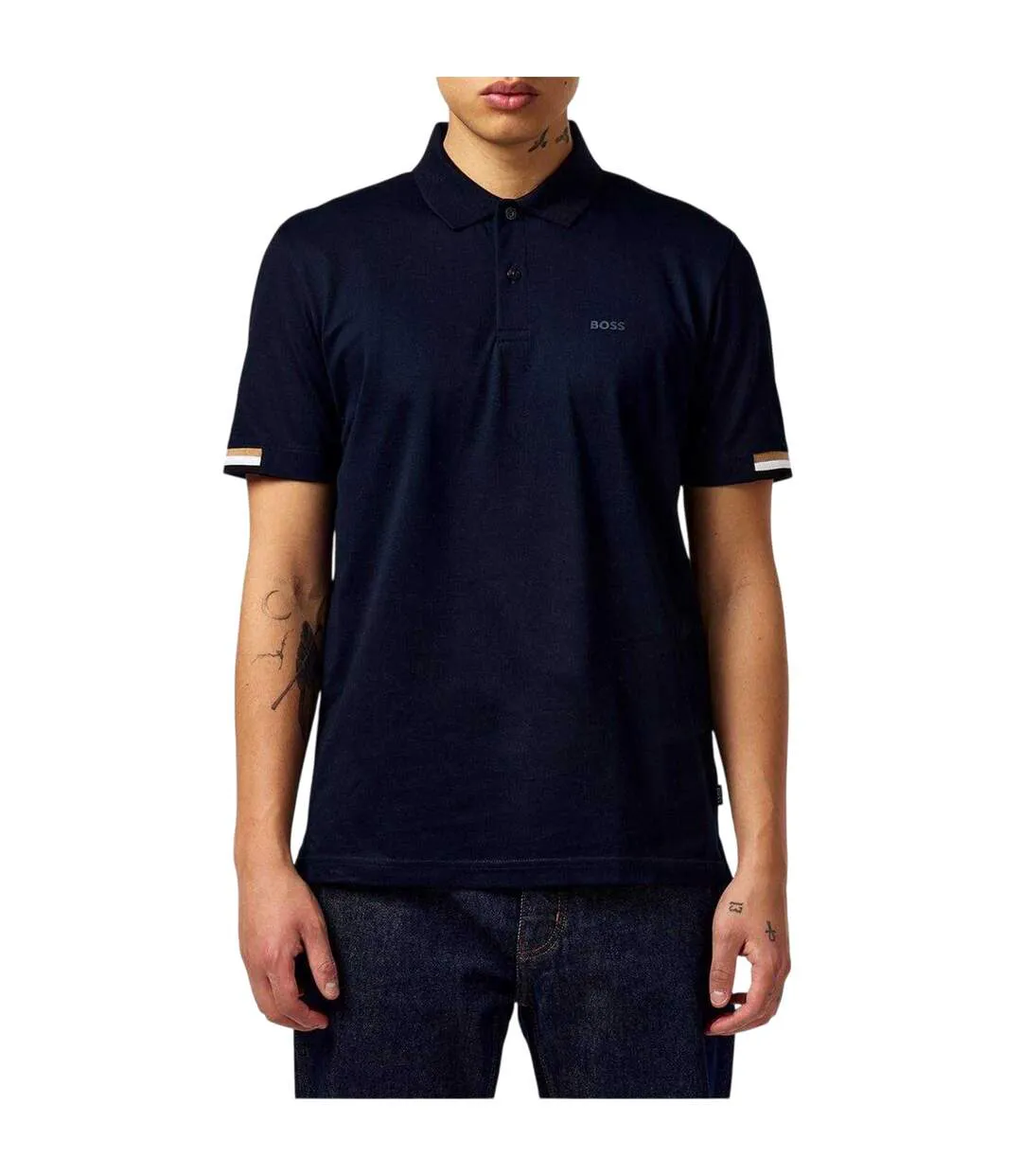 Mens Parlay 147 Polo Shirt Dark Blue Boss-3