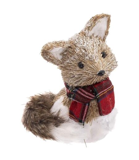Renard avec Écharpe Marron Glacé 20cm Naturel