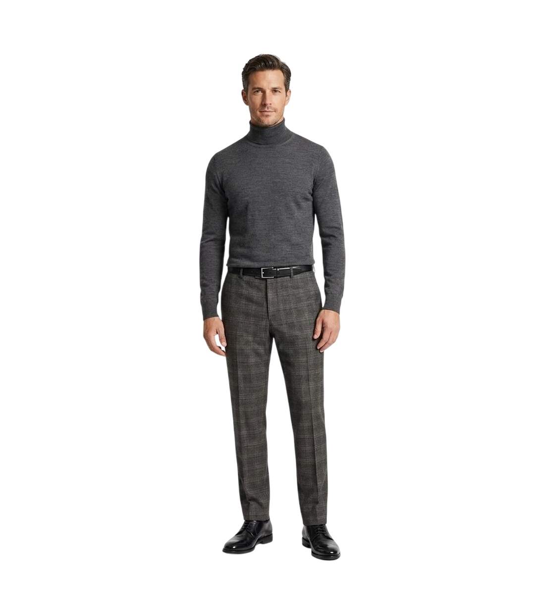 Mens Plaid Straight Trousers Grey Ted Baker-1