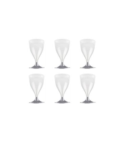 Lot de 6 Verres à Vin Réutilisable Plastique 18cl Gris