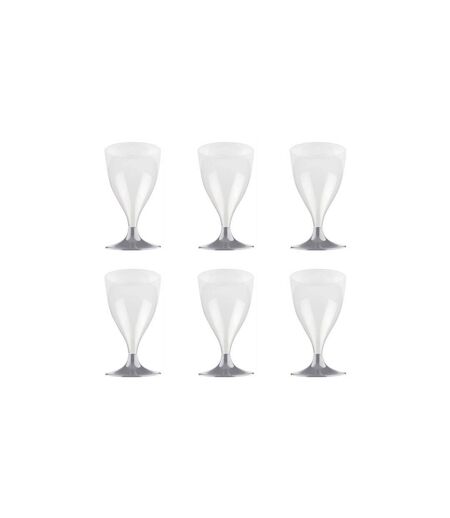 Lot de 6 Verres à Vin Réutilisable Plastique 18cl Gris