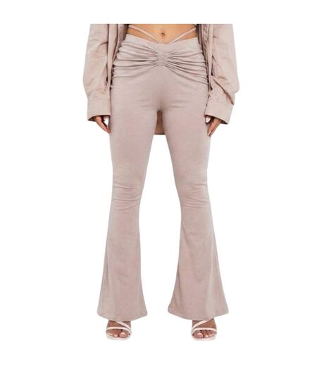 Pantalon Motif/style Ruché Femme Taupe Missy Empire