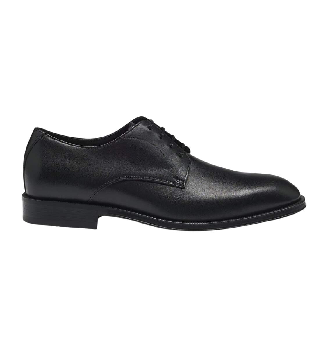 Mens Leather Low Block Heel Formal Shoes Dark Brown Boss-1