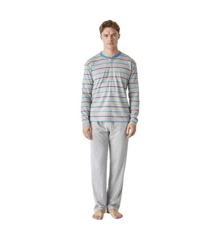 Men's long-sleeved cotton pajamas with a half-zip JJBEP5500