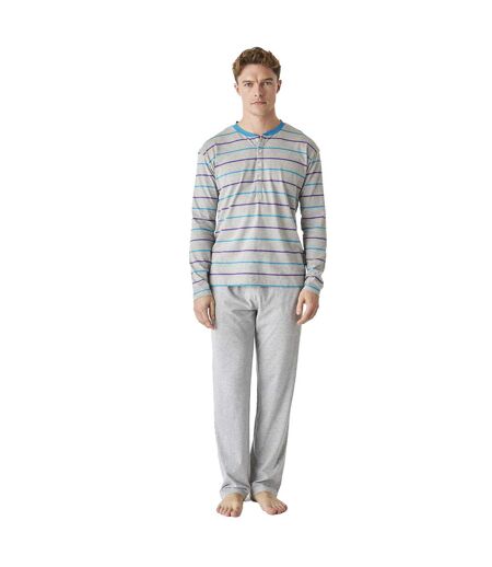 Men's long-sleeved cotton pajamas with a half-zip JJBEP5500