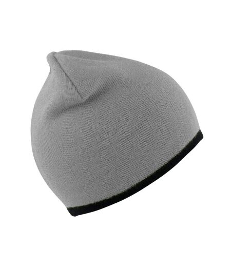Result Unisex Reversible Fashion Fit Winter Beanie Hat (Grey/Black) - UTBC977