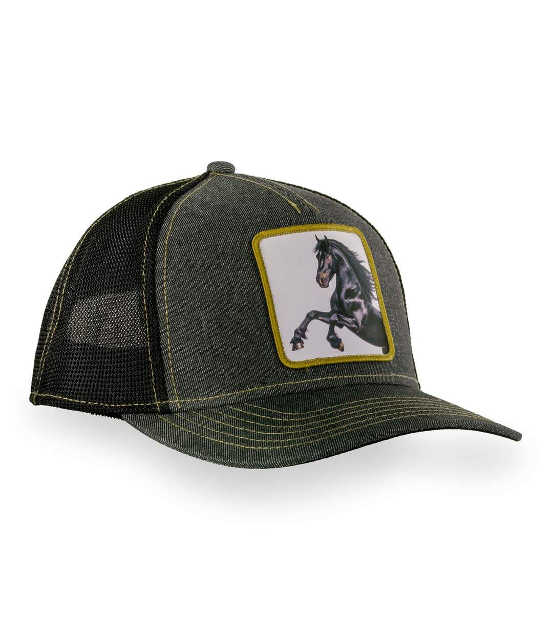 Casquette trucker avec filet avec écusson animal Black Stallion Hatfield-2