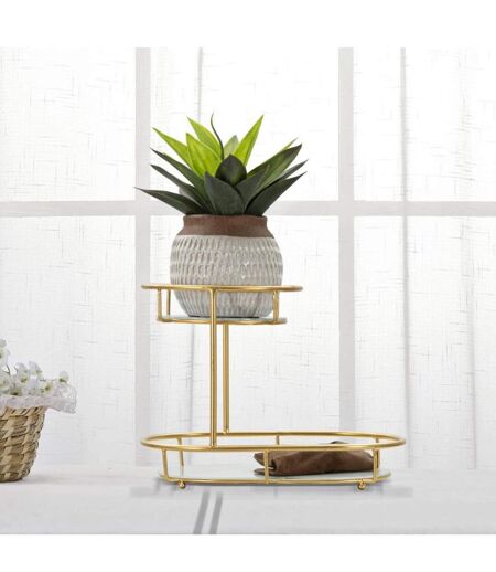 Plateau Décoratif 2 Niveaux Jade 36cm Or