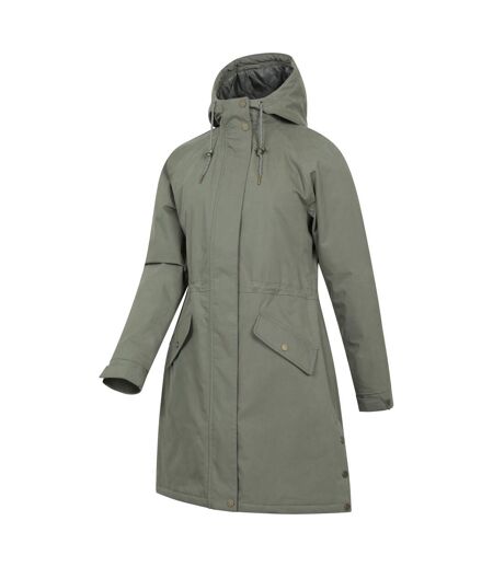 Womens/ladies polperro lightweight padded waterproof jacket khaki green Mountain Warehouse