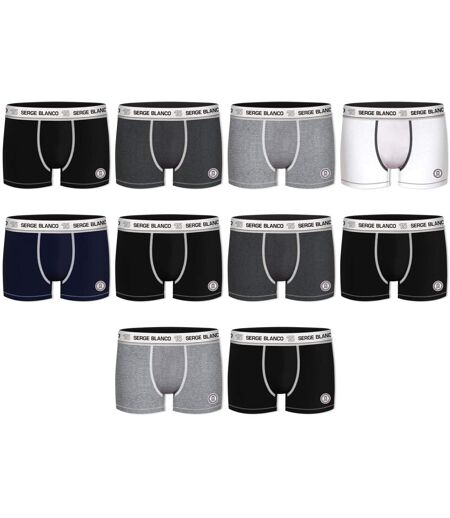 Lot de 10 boxers homme en coton avec surpiqures Class Serge Blanco