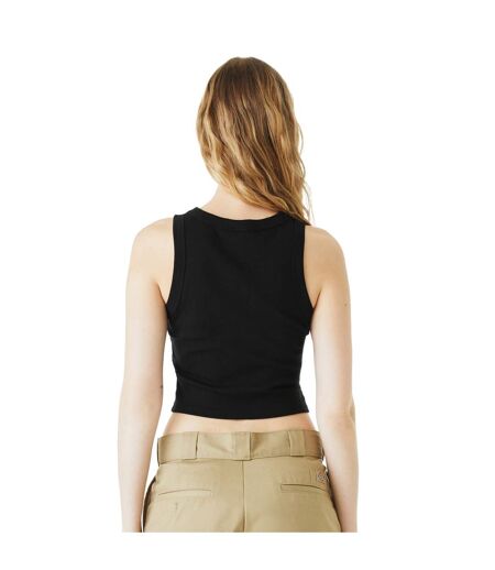 Womens/ladies Micro-rib Racer Tank Top Solid Black Bella + Canvas