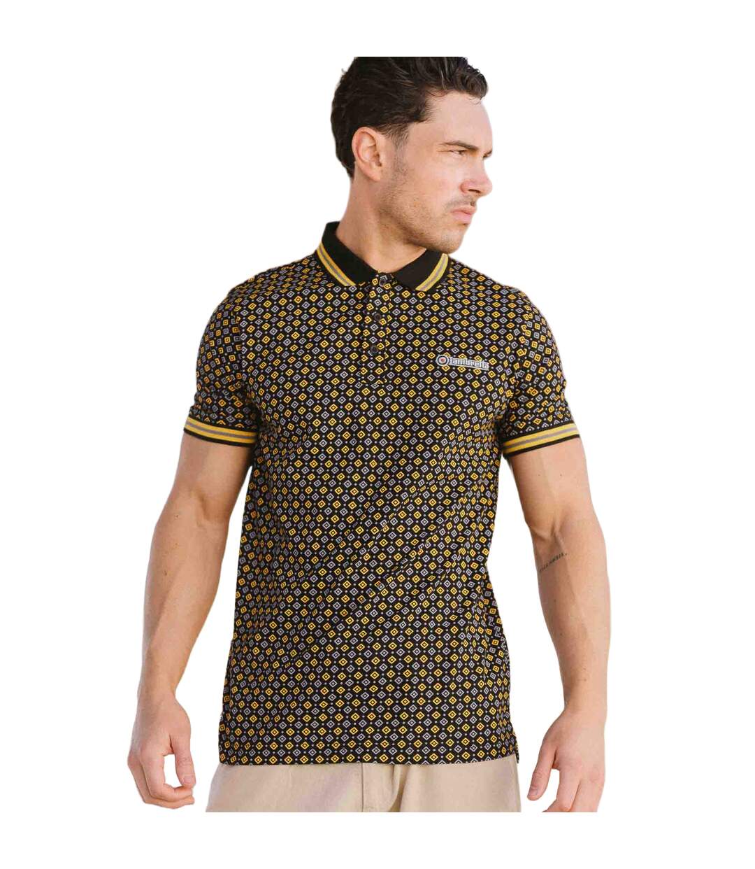 Polo Ss25 Homme Noir Jaune Or Lambretta-3
