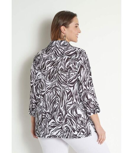 Chemisier long boutonné manches 3/4 peau de bête