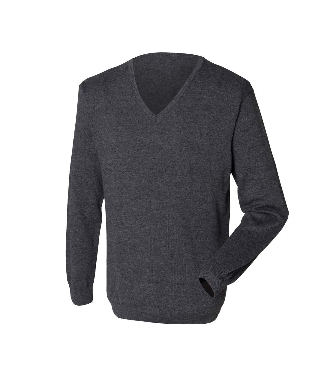 Henbury Mens 12 Gauge Fine Knit V-Neck Jumper / Sweatshirt (Grey Marl) - UTRW659
