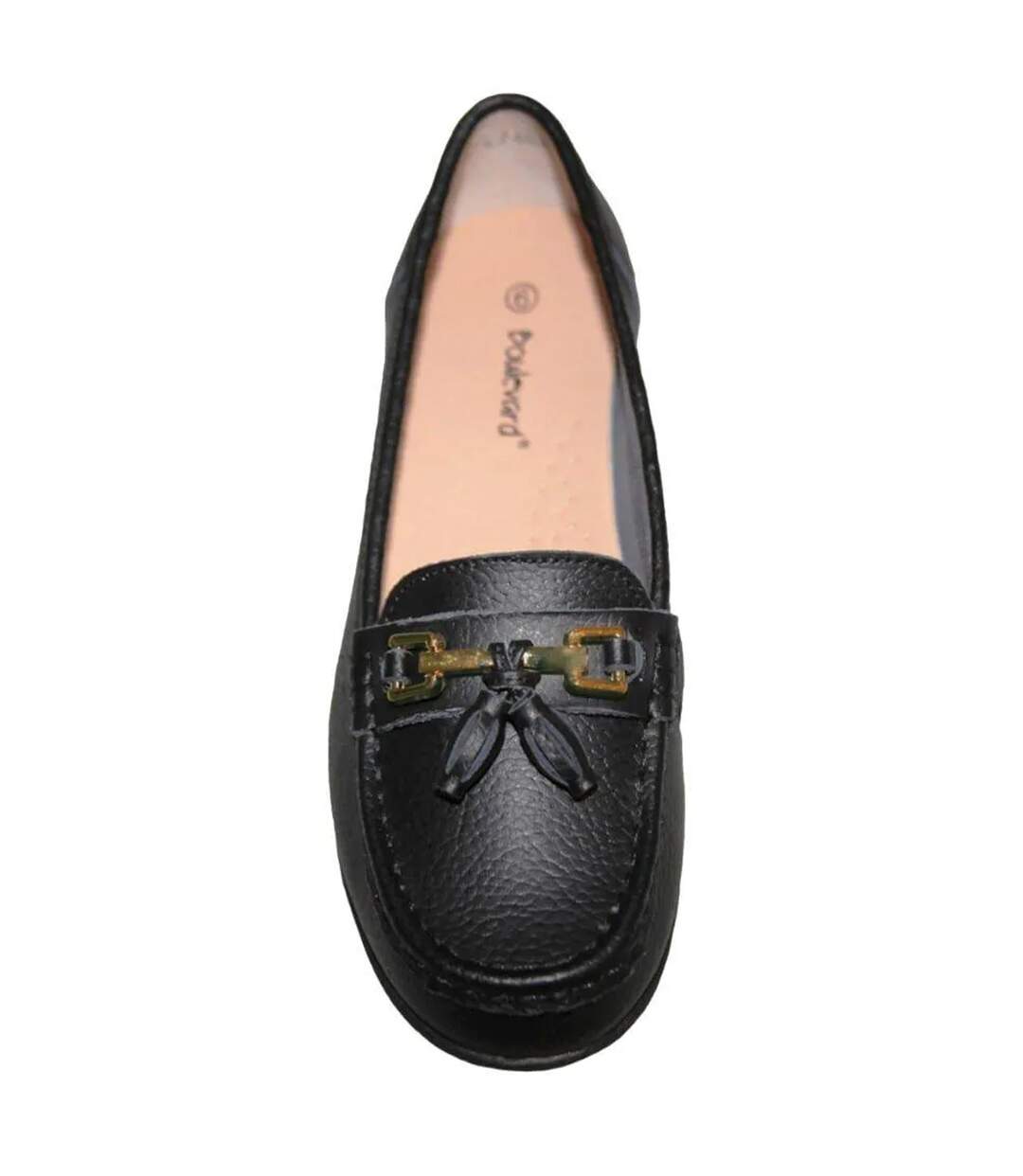 Womens/ladies action leather saddle loafers black Boulevard-2