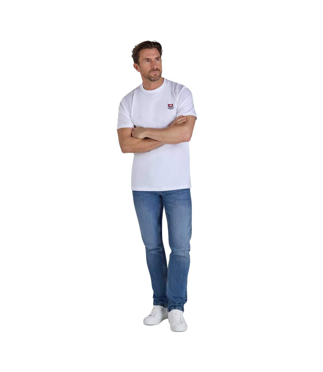 Mens Crest T-shirt White Raging Bull-1