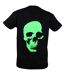 T-shirt homme manches courtes - 10909 Tête de mort vert phospho - noir