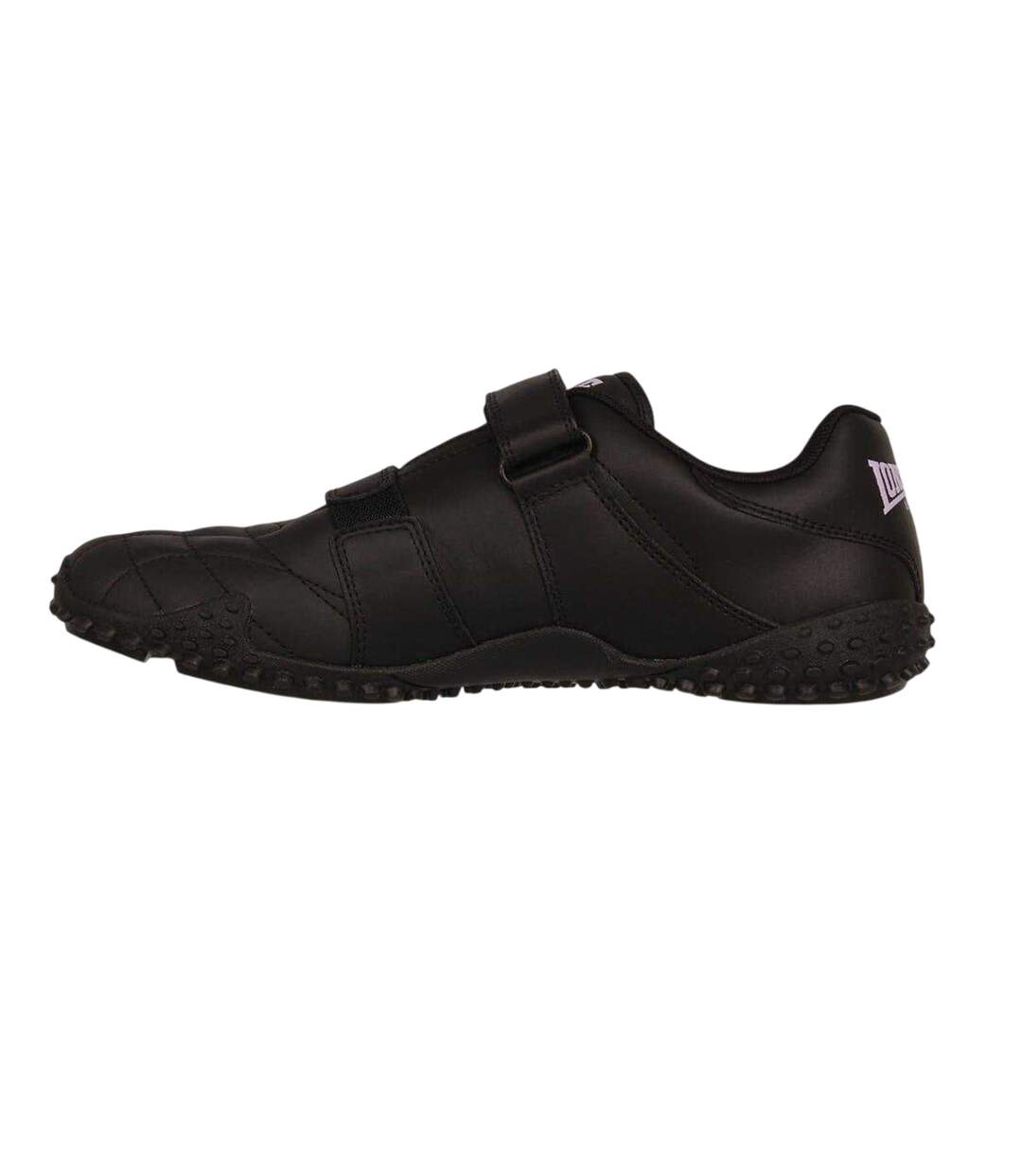 Womens/ladies Fulham Leather Hook And Loop Trainers Black Lavender Lonsdale-3