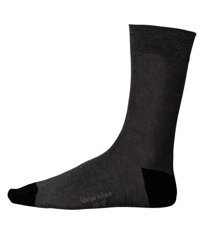 chaussettes de ville mi-hautes - Homme - Origine France - K817 - gris foncé et noir