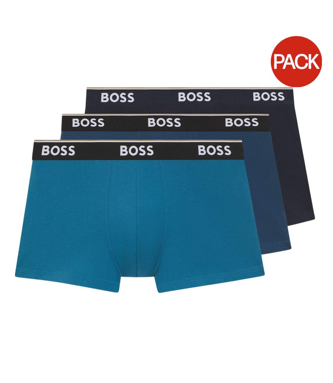 Pack Of 3  Mens Logo Boxer Briefs  Blue Teal Navy Boss-2