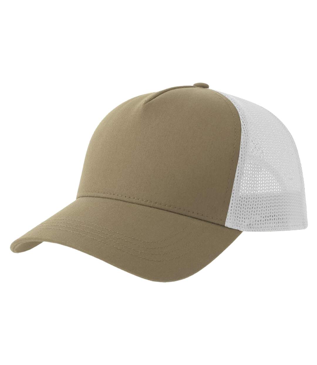 Rapper 5 Panel Cotton Sustainable Trucker Cap Khaki White Atlantis-1