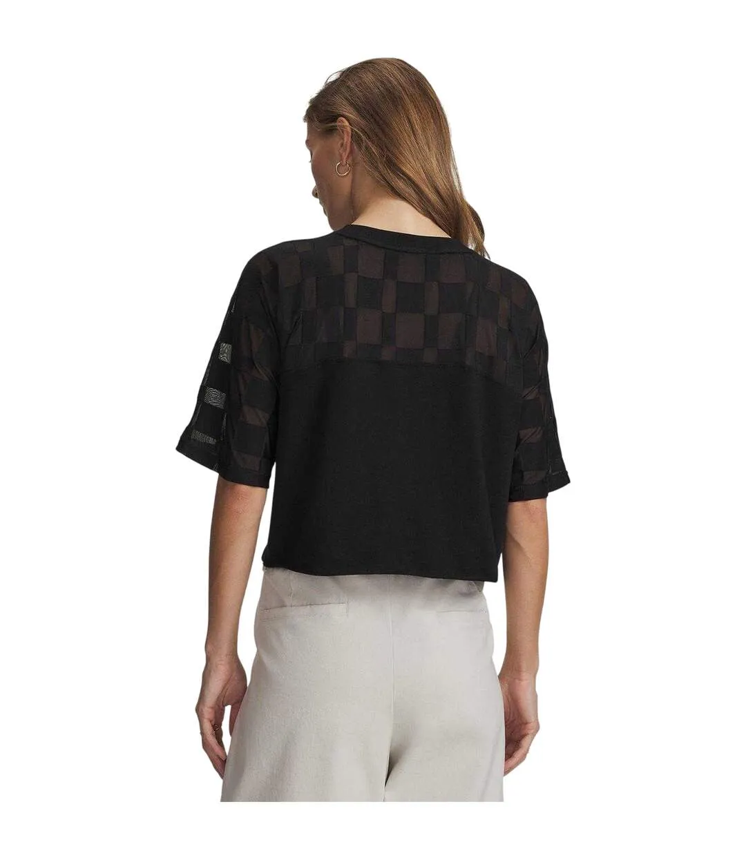 T-shirt Court Motif/style À Carreaux Burnout Femme Noir Blanc Under Armour-2