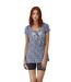 Blouse femme sans manche motif imprimé sur fond gris col en V-1