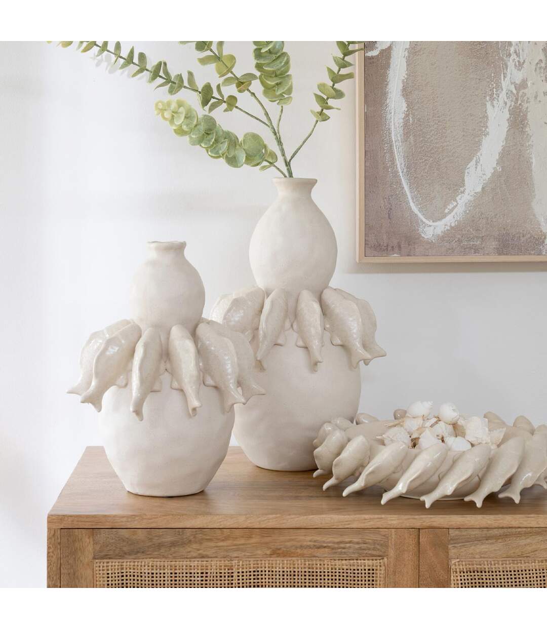 Coupelle Déco Poisson Grey 32cm Blanc Cassé-4