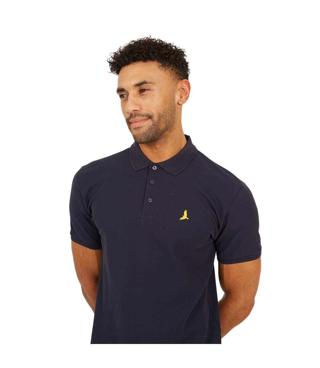 Mens Cotton Polo Shirt Navy Brave Soul-4
