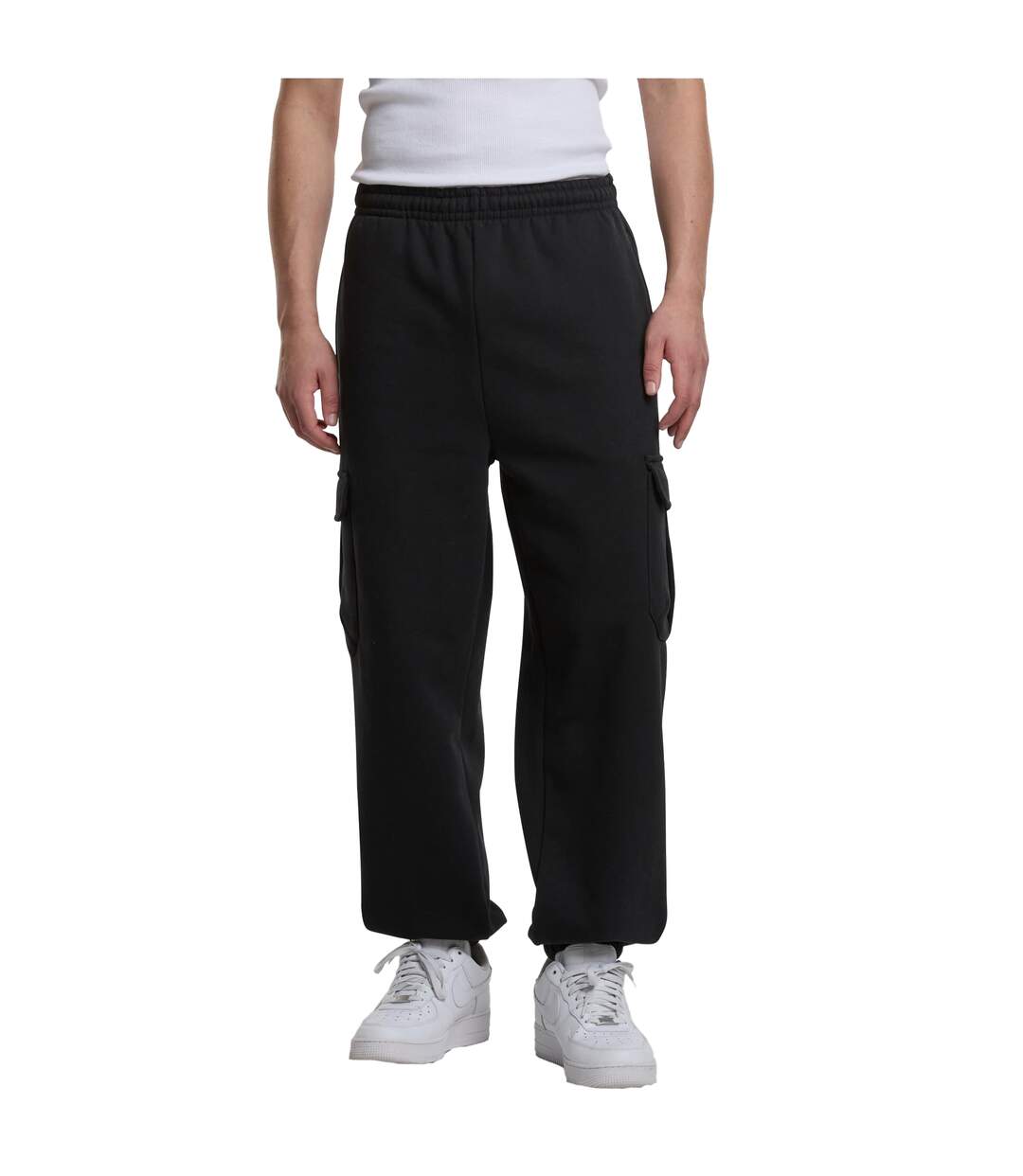 Mens 90s Cargo Jogging Bottoms Noir Build Your Brand-1