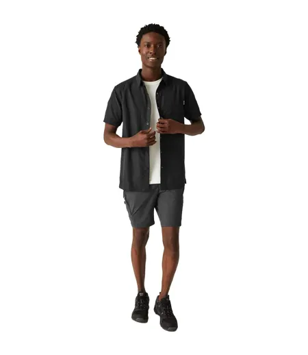 Mens Mindano Viii Patterned Short-sleeved Shirt Ash Black Regatta