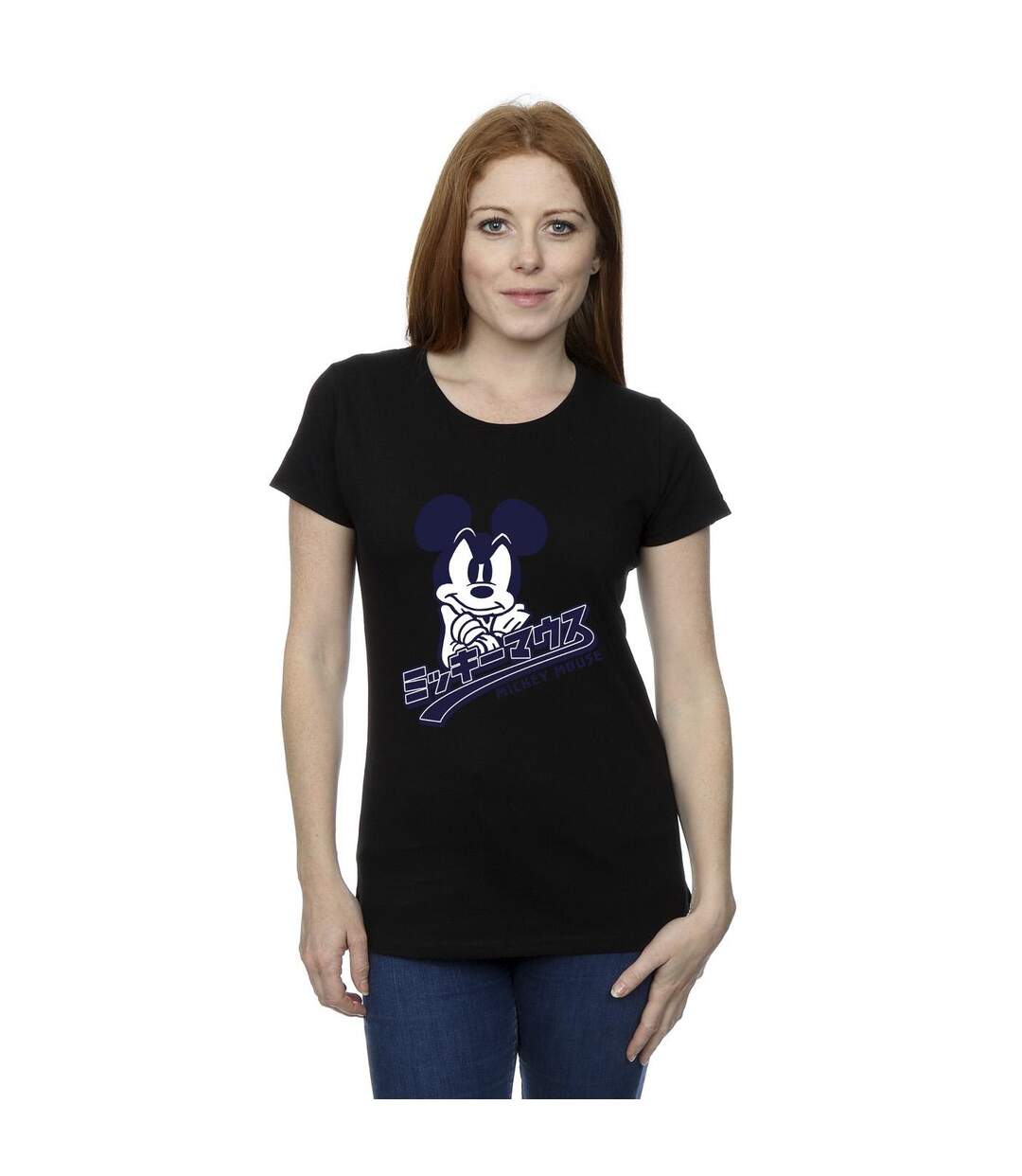 Disney T-shirt en coton japonais Mickey Mouse Femme/Femme (Noir) - UTBI33233-2