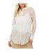 Womens/ladies Collared Long-sleeved Shirt Cream Brave Soul-2