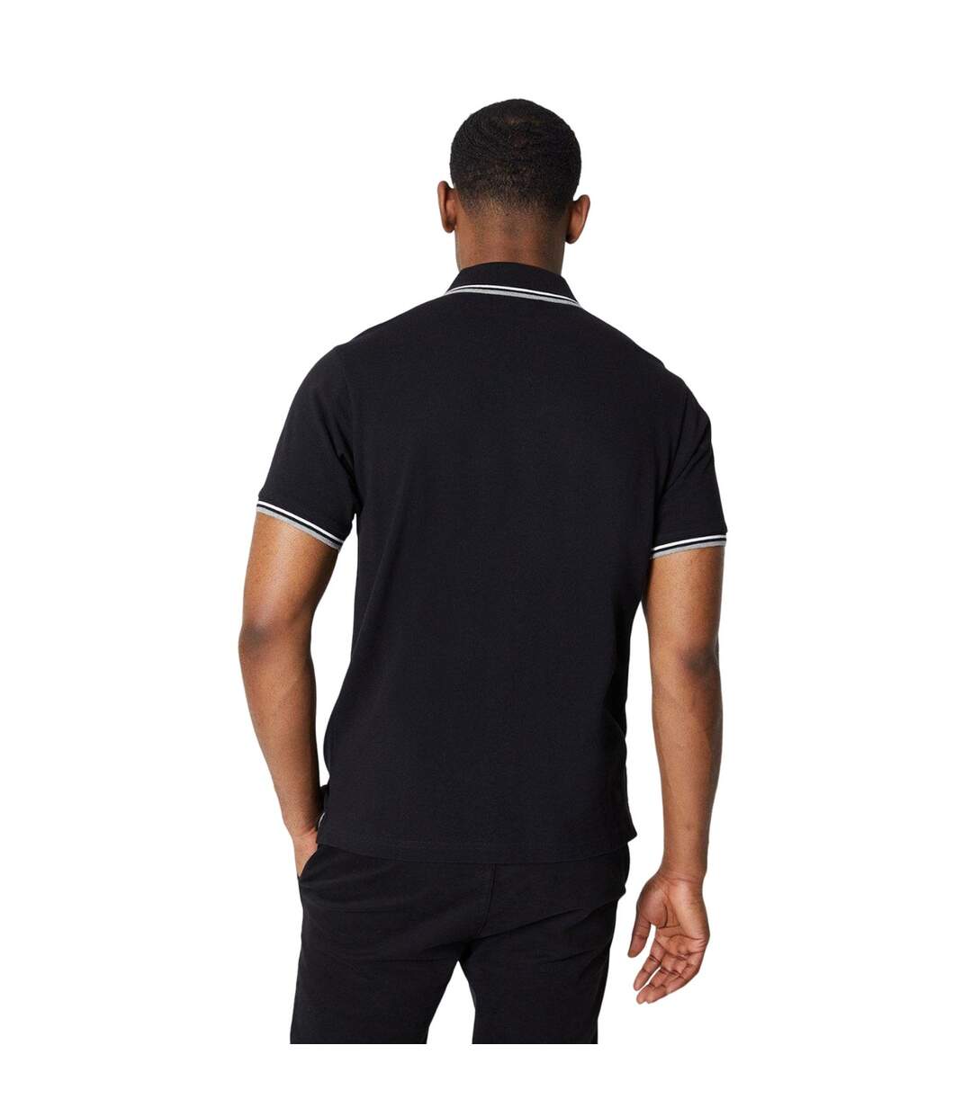 Pack of 2  Mens tipped cotton polo shirt  black/gray Maine