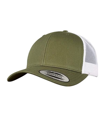 Casquette trucker retro adulte kaki foncé / blanc Flexfit