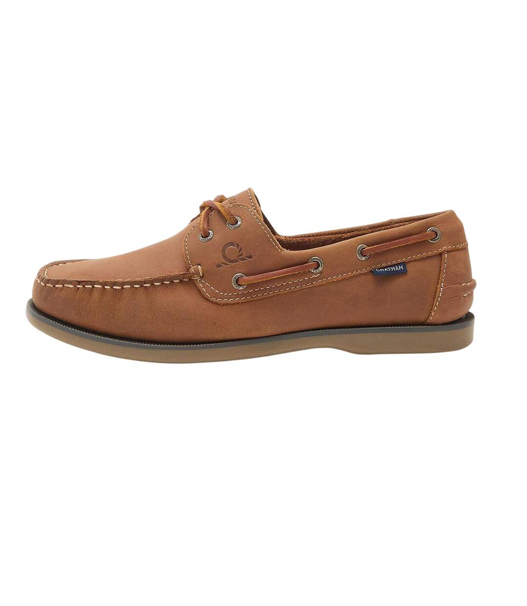 Mens Leather Stitch Detail Boat Shoes Tan Chatham-2