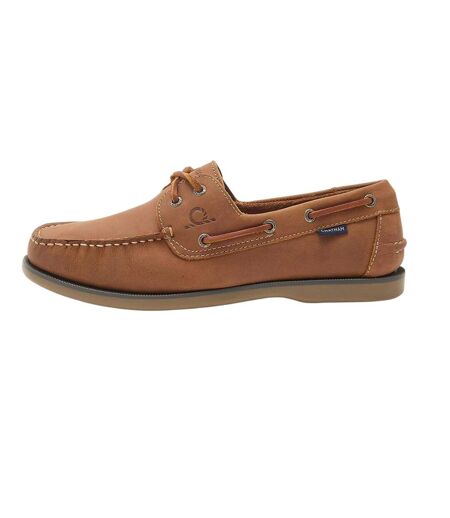 Mens Leather Stitch Detail Boat Shoes Tan Chatham