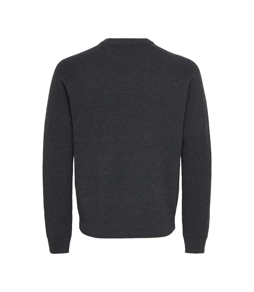 Pull gris foncé chiné homme only & sons crew knit-2