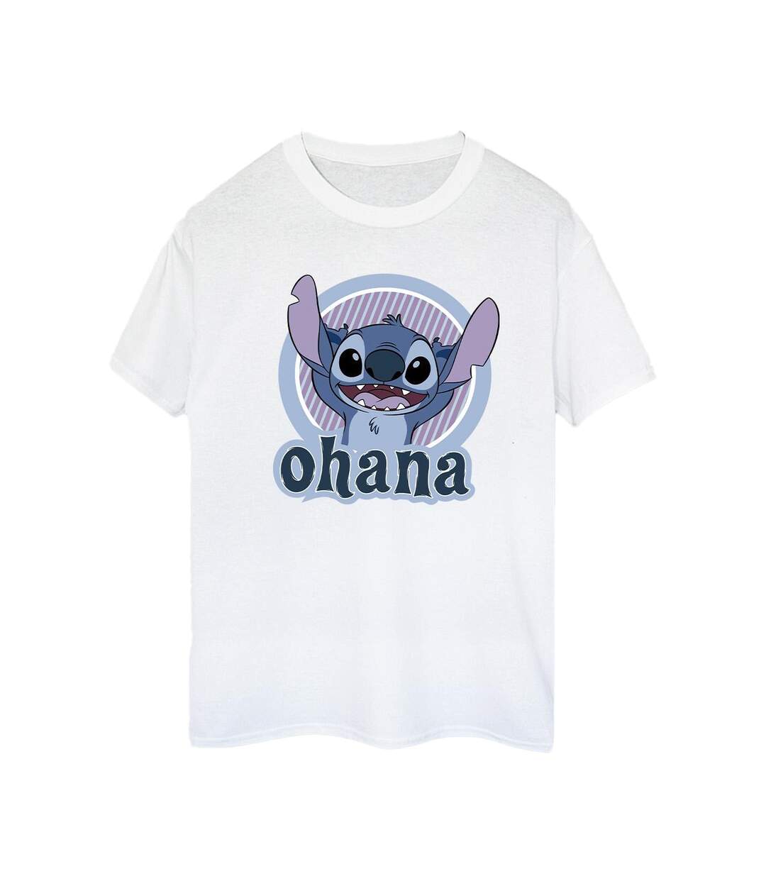 Disney Womens/Ladies Lilo And Stitch Ohana Circle Cotton Boyfriend T-Shirt (Blanc) - UTBI30268-1
