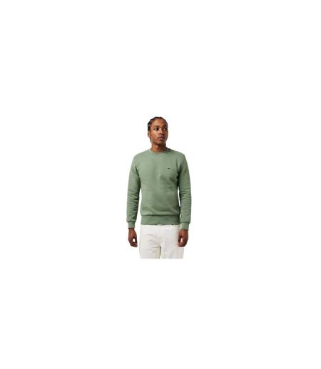 Mens Embroidered Logo Fleece Crew Neck Sweatshirt Thyme Green Lacoste