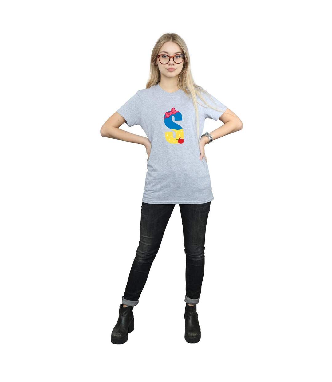 Disney Womens/Ladies Alphabet S Is For Snow White Cotton Boyfriend T-Shirt (Gris sportif) - UTBI42699-4