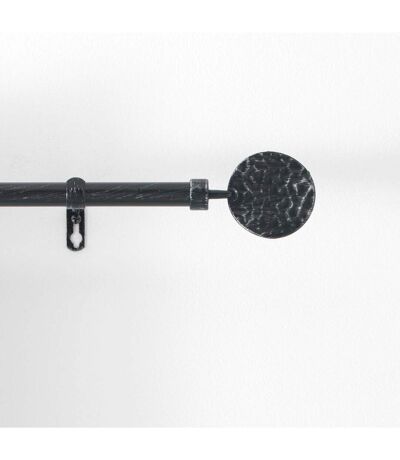 Kit de tringle à rideaux extensible Disque Martelé - L120 /L210 cm - Patine noir