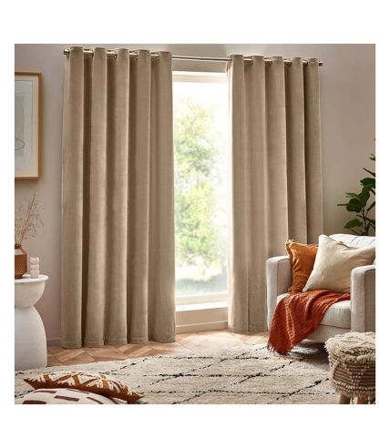 Yard Chenille Velvet Eyelet Curtains (Natural) (168cm x 183cm)