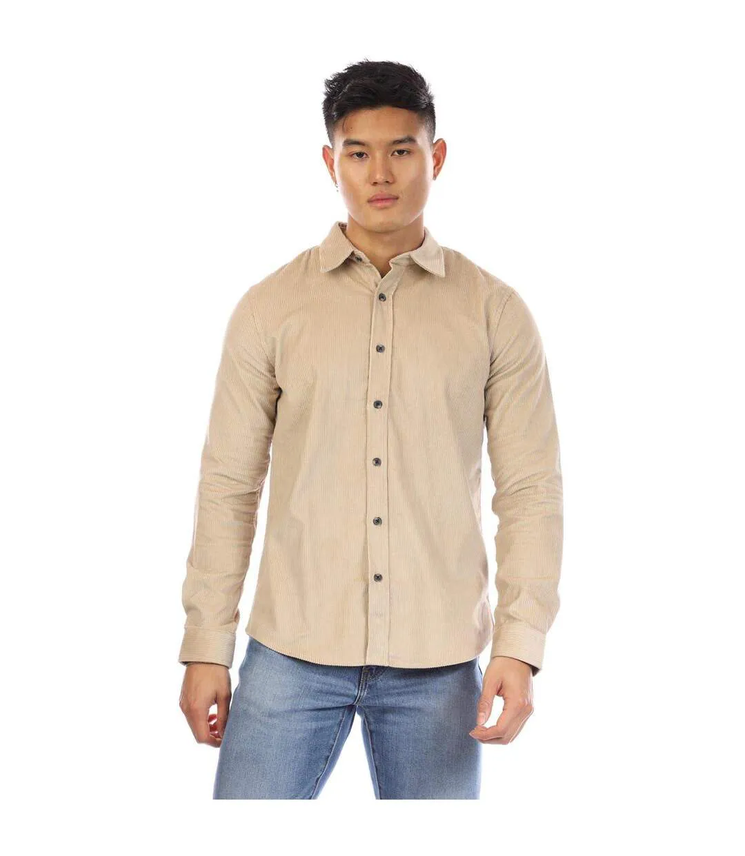 Mens Bexley Corduroy Long-sleeved Shirt Sand Brown Peter Werth-2