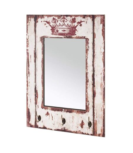 Patère Murale 3 Crochets Miroir 80cm Marron