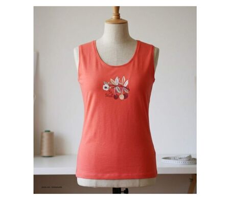 MAYFLOWER LOLA2 — Débardeur corail / orange femme coton : l'éclat d'un style casual vitaminé