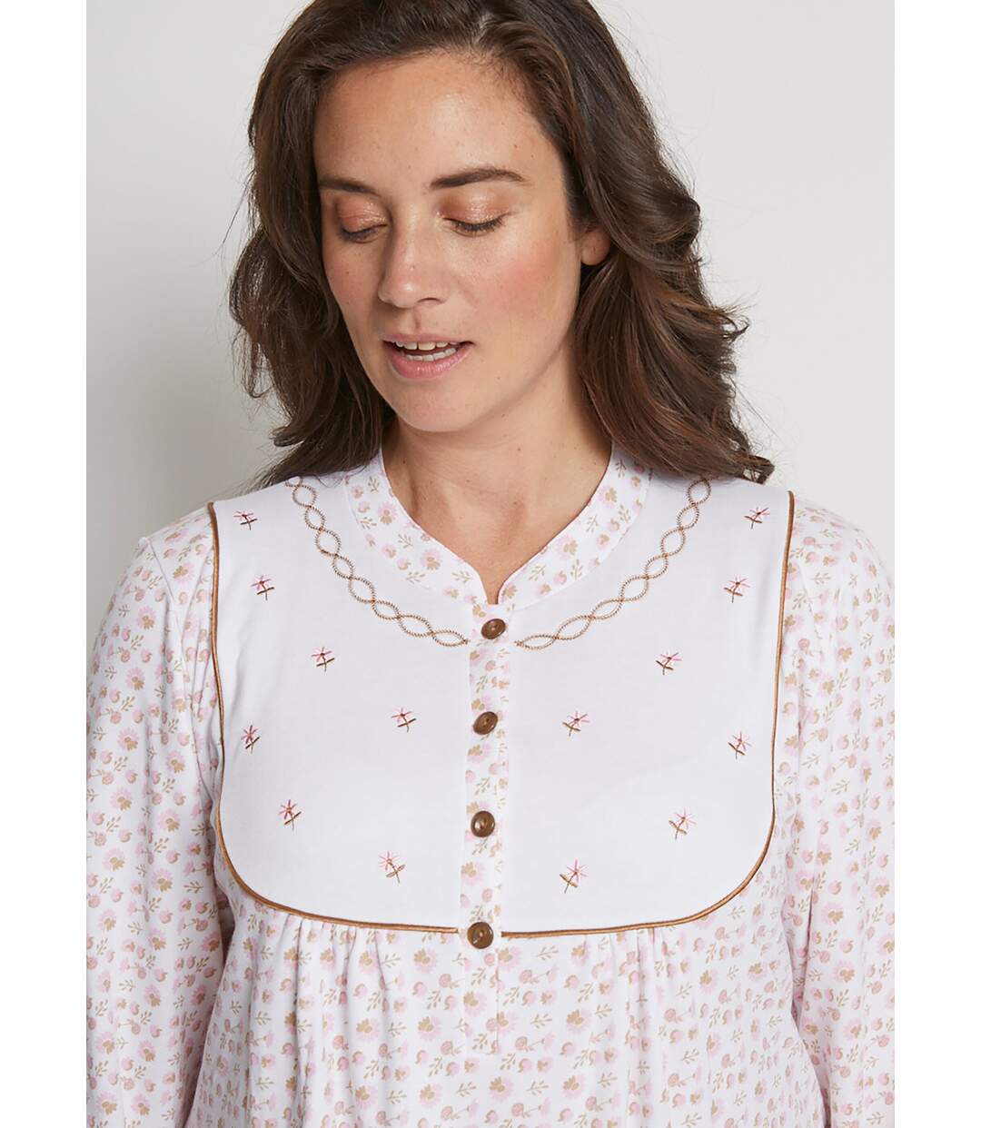 Chemise de nuit interlock boutonnée-4
