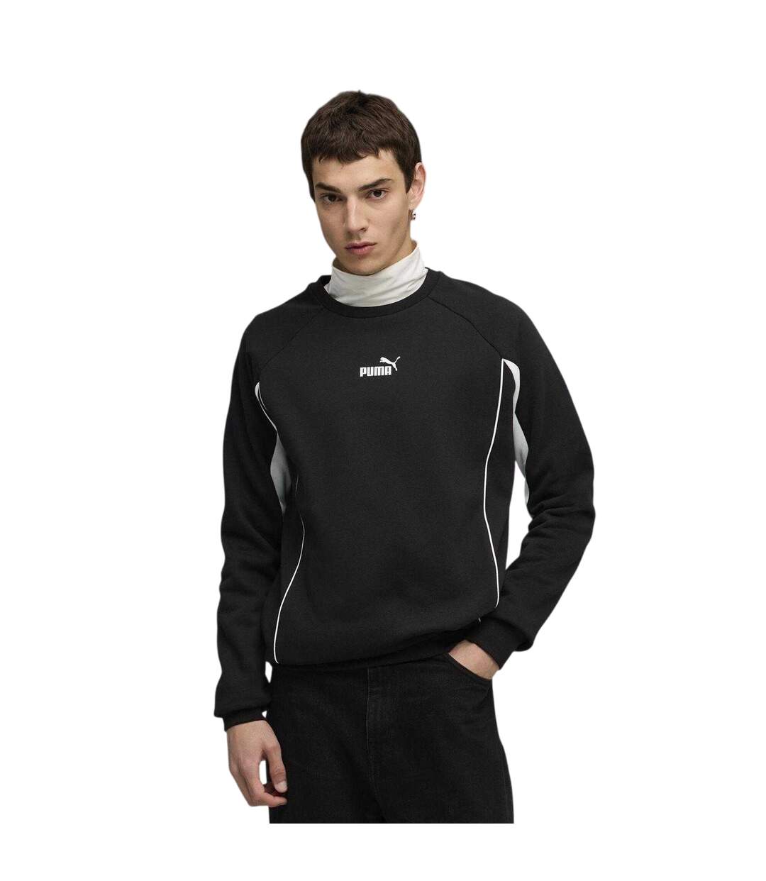 Mens Logo Crew Neck Sports Sweatshirt Black Puma-4